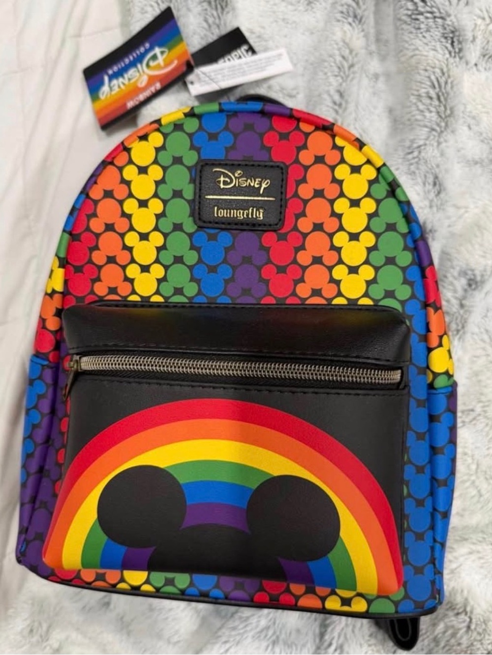 Loungefly Kids Rainbow Mickey Mini Backpack - Black with Rainbow